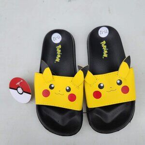 NEW Boy's Size 12 Sandals Pikachu Pokemon Yellow Black NEW NWT Slides Shoes Poké